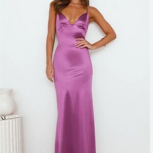 Hello Molly Purple Satin Maxi Dress XS
